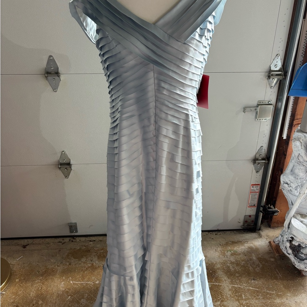 JS Collections Metallic Silver Pleated Dress